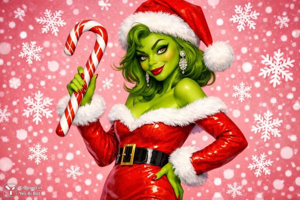 Зимняя сказка с вредной феей в красном свитере и леденцом. Изображение из нейронной сети Sora