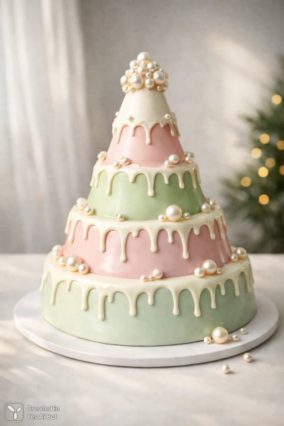 Роскошный рождественский торт: воплощение праздничного мастерства и изысканного вкуса. Картинка из нейронной сети Sora Ai Images