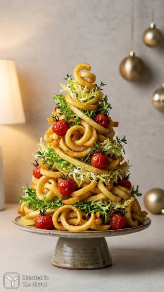 Рождественская елка из картофеля: креативный кулинарный шедевр в деталях. Генерация из нейронной сети Нано Банана