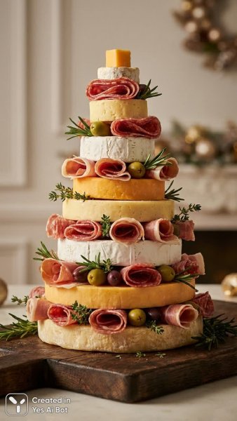 Сырное дерево на Рождество: гастрономическое волшебство и кулинарное искусство. Картинка из нейросети NanoBanana