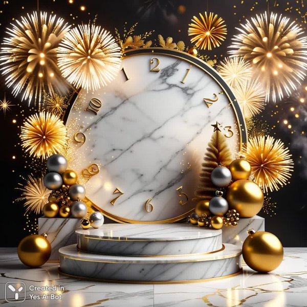 Праздничный фон с новогодней атмосферой и золотыми акцентами для презентации товара. Генерация из нейронной сети Stable Diffusion