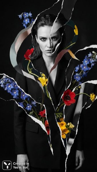Цветочный портрет в стиле сюрреализма и фотореализма. Картинка из нейросети Nano-Banana
