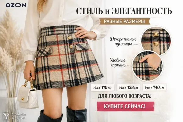 Элегантная юбка для девочки: стиль, комфорт и разные размеры. Генерация из нейронной сети Sora Images