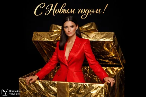 Новогоднее настроение: элегантность в золотом плену. Изображение из нейросети Sora images Ai