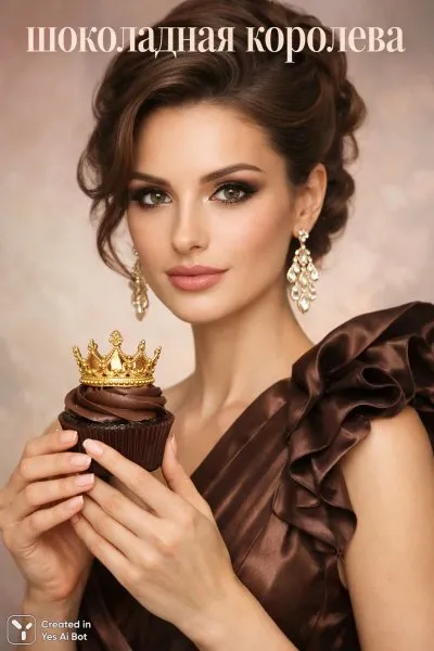 Изысканная дама и золотой шоколадный десерт. Нейронная сеть Sora images Ai