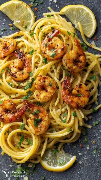 Изысканная паста с креветками: фото кулинарного совершенства и утонченной подачи блюда. Генерация из нейронной сети Миджорни