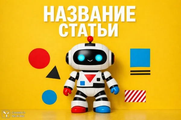 Робот на желтом фоне: современное искусство в минималистичном стиле. Картинка из нейронной сети Sora