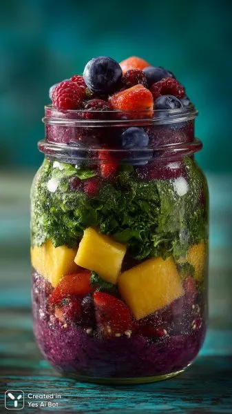 Яркий смузи: слои вкуса и пользы в одном стакане. Генерация из нейронной сети Midjourney