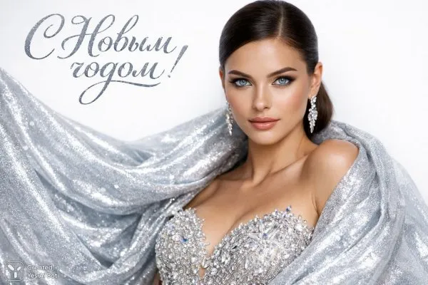 Новогоднее сияние: элегантный портрет в стиле модной съемки. Нейронная сеть Sora Image