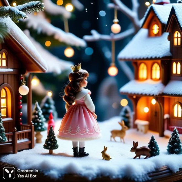 Зимняя сказка: тихая мечта под елкой и ожившие игрушки. Картинка из нейросети Stable Diffusion