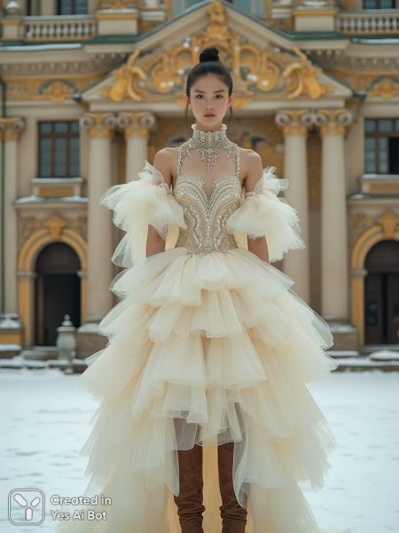 Элегантность вне времени и пространства: сюрреалистичный портрет высокой моды. Нейронная сеть Flux