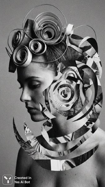 Сюрреалистичный портрет: женщина и абстрактные формы в психоаналитическом образе. Изображение из нейросети Нано Банана