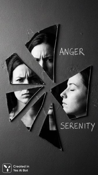 Осколки души: игра отражений и бушующих чувств в минималистичном коллаже. Нейронная сеть NanoBanana