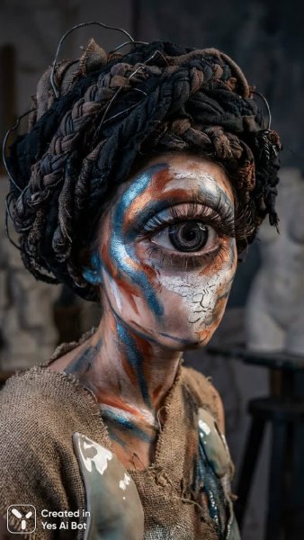 Необычный портрет: взгляд вместо лица и буйство красок. Генерация из нейросети Nano-Banana