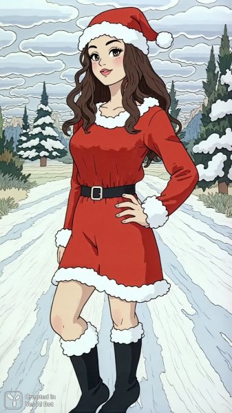 Фотография Санты в снегу: профессиональный снимок с Canon EOS R5 и объективом 85 мм. Изображение из нейросети Flux.1