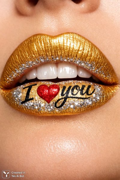 Золотые губы с татуировкой: фотореалистичный портрет в пастельных тонах. Генерация из нейронной сети Sora Images