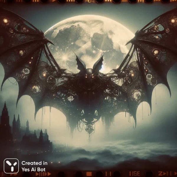 Летучая мышь и мрак: симфония страха и безысходности под покровом ночи. Картинка из нейронной сети Dalle