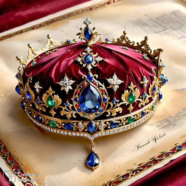 Корона из драгоценностей: великолепие и мастерство ювелиров прошлого века. Изображение из нейросети Stable Diffusion