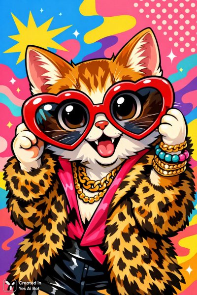 Забавный кот в больших очках выглядывает из красного сердца веселое настроение. Генерация из нейронной сети Sora Images