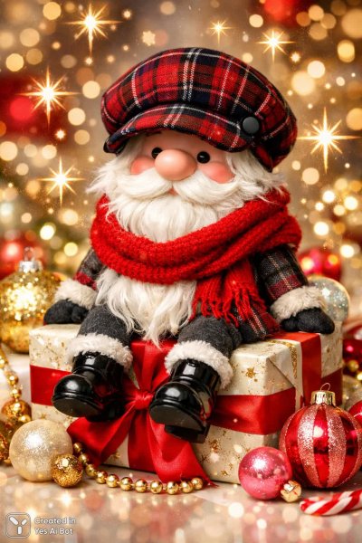 Милый гном в праздничной сказочной атмосфере зимних чудес и волшебства на фоне сверкающих звезд. Генерация из нейросети Sora images Ai