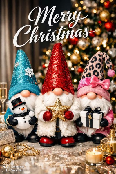 Праздничные гномы: волшебство Рождества и зимнее настроение. Изображение из нейронной сети Sora