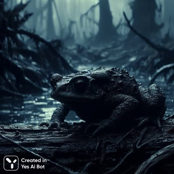 Болотный кошмар: кровавые глаза и дикая сущность. Изображение из нейросети Dalle