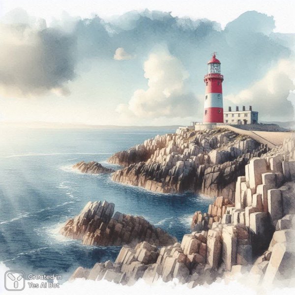 Маяк над морем: акварельная нежность пастельных тонов. Изображение из нейросети Dalle