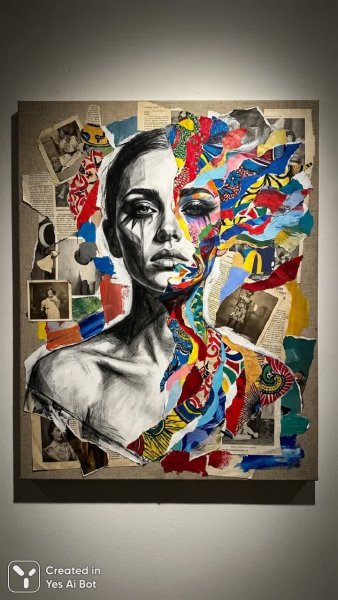 Эмоциональный коллаж: сюрреалистичный портрет в современном стиле. Нейросеть Nano-Banana