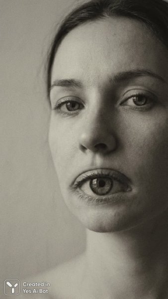 Необычный взгляд: сюрреалистическая манипуляция с женским лицом и психологическим подтекстом. Генерация из нейронной сети Нано Банана