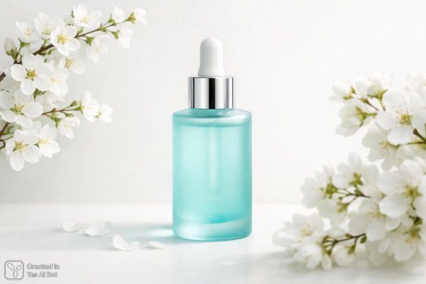 Нежная свежесть: минималистичный дизайн серума с цветком. Нейронная сеть Sora Images