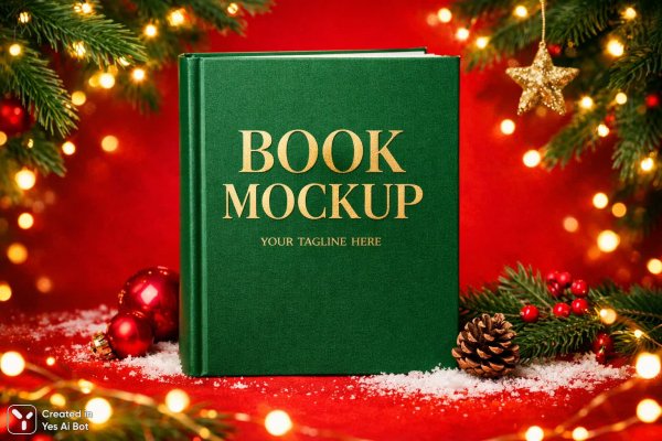 Праздничная обложка книги: яркость и уют зимнего настроения. Нейросеть Sora Ai Images