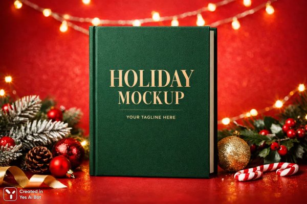 Праздничный дизайн обложки книги: яркость и тепло новогоднего настроения. Нейронная сеть Sora Image