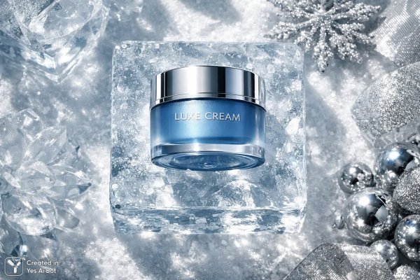 Замороженная элегантность синего крема в зимнем пейзаже. Нейронная сеть Sora Ai Images