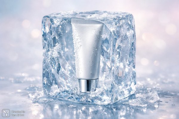 Замороженная свежесть: нежный крем в объятиях льда. Нейронная сеть Sora Ai Images