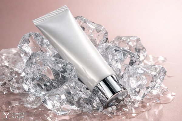 Кремовая свежесть: роскошный продукт в объятиях льда и нежности. Картинка из нейросети Sora Image