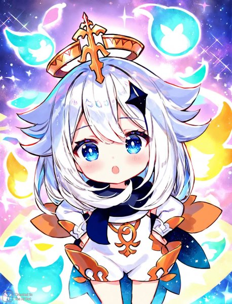 Паймон в волшебном небе: очаровательный момент из Genshin Impact. Генерация из нейросети Stable Diffusion