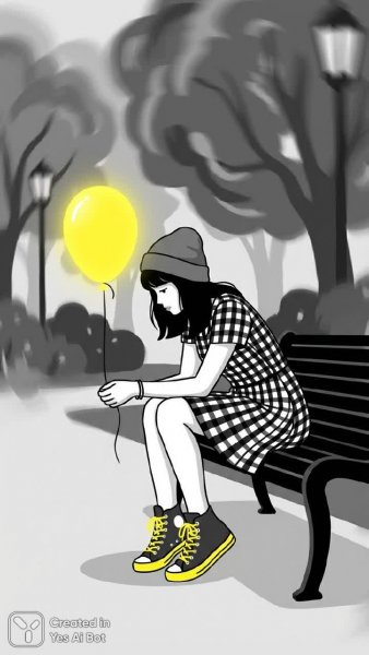 Молодая женщина и яркий акцент в черно-белом мире. Картинка из нейронной сети NanoBanana