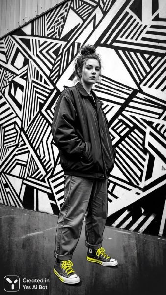 Монохромная геометрия и яркий акцент: современное искусство в черном и белом. Картинка из нейронной сети NanoBanana