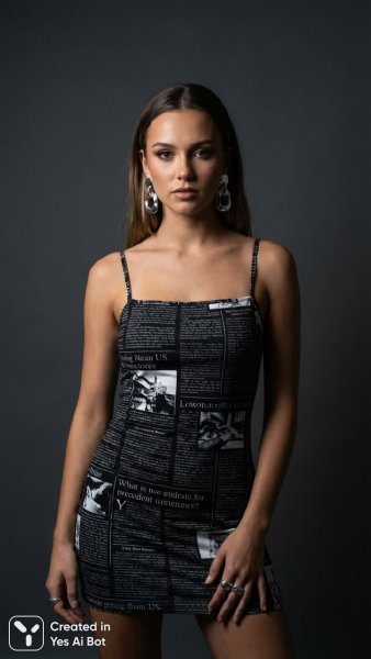 Современный образ: взгляд сквозь призму газетной типографии и элегантности. Картинка из нейросети Nano-Banana