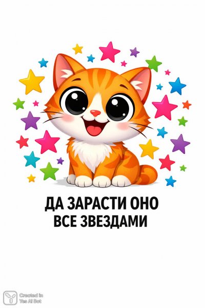 Звездный кот: Минимализм и хорошее настроение. Изображение из нейронной сети Sora Image