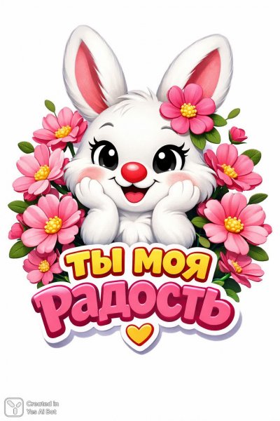 Кролик и розы: символ радости и нежности. Изображение из нейросети Sora Images