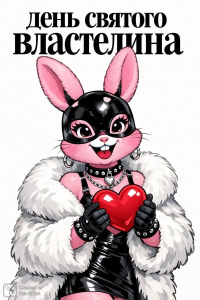 Розовый кролик с сердцем – весёлый праздник Святого Властелина. Изображение из нейронной сети Sora Image