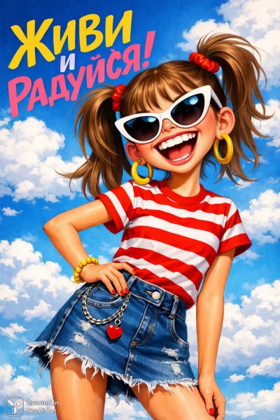 Веселая девочка и позитивный настрой. Генерация из нейронной сети Sora Images