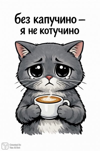 Кот и капучино: грустная история без кофеина. Изображение из нейронной сети Sora Image