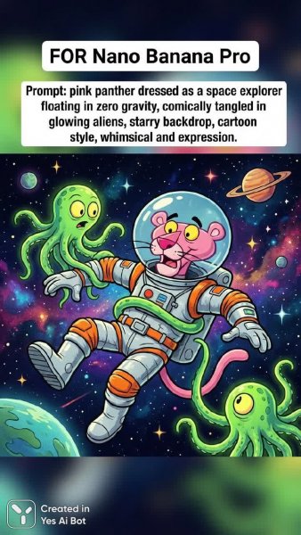 Космический панк в розовом: безумное приключение с инопланетянами. Картинка из нейронной сети Нано Банана