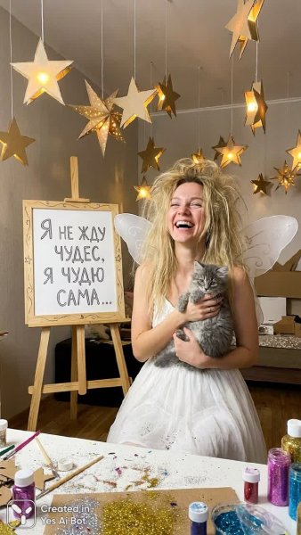 Фея и котенок: волшебство своими руками. Нейросеть Нано Банана