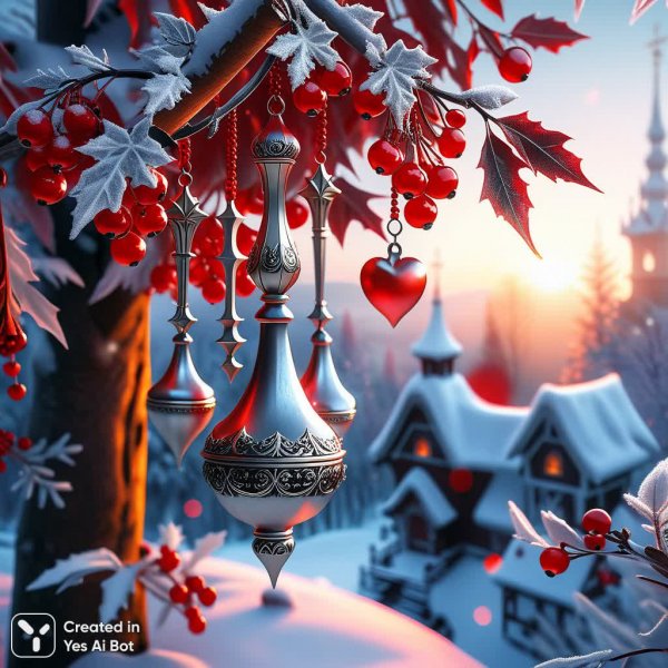 Зимнее волшебство: колокольный звон Рождества и очарование заснеженного утра. Генерация из нейросети Stable Diffusion