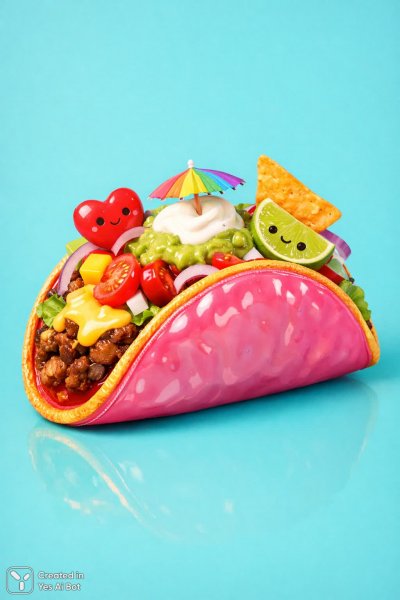 Яркий тако: сюрреалистичный шедевр вкуса и цвета. Изображение из нейросети Sora Image