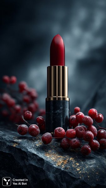 Изысканная красота: алая помада в деталях премиум-класса. Картинка из нейросети Midjourney