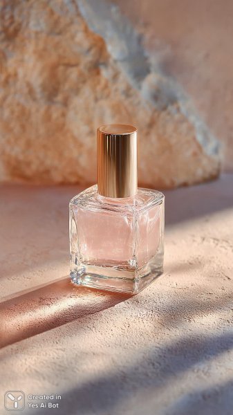 Элегантный дизайн флакона лака для ногтей на пастельном фоне. Картинка из нейросети Миджорни
